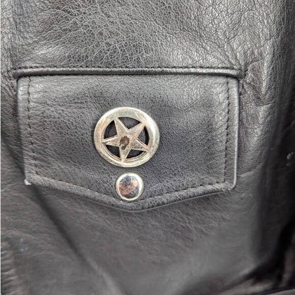Vintage Distressed Black Leather Motorcycle Jacket YKK Zippers Size XL Biker - Picture 5 of 10